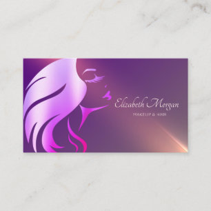Professional Girl Face Silhouette Purple Business Card