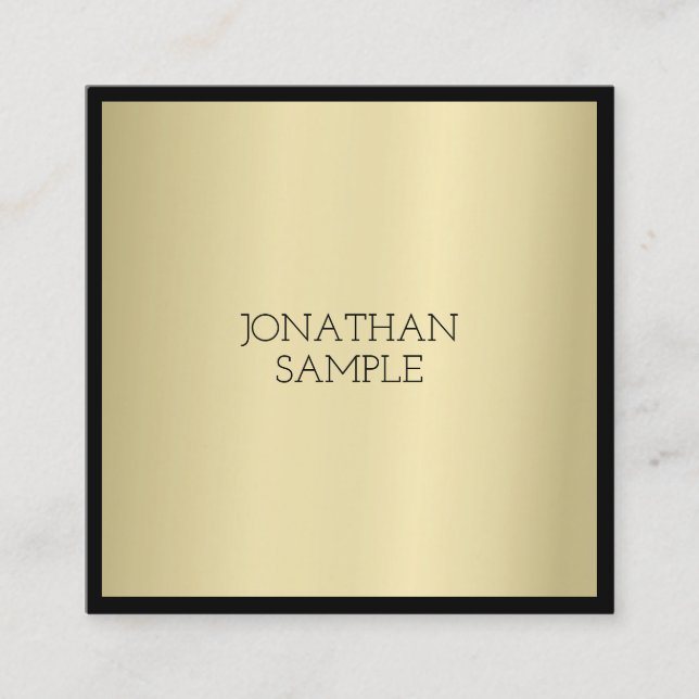 Professional Glamour Gold Elegant Minimalist Plain Square Business Card (Front)