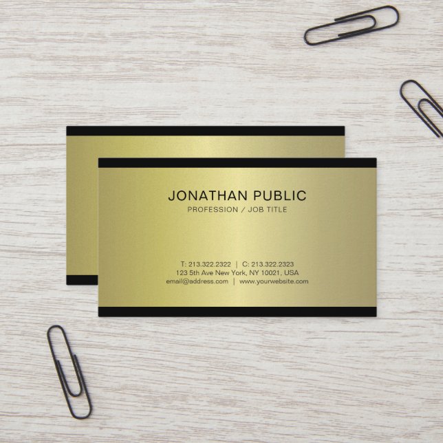 Professional Glamour Gold Look Design Plain Luxury Business Card (Front/Back In Situ)