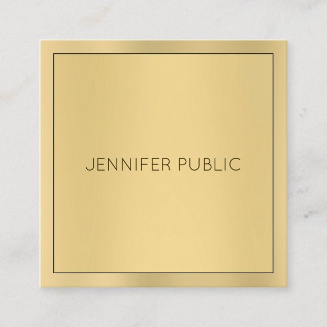 Professional Glamour Gold Look Modern Elegant Square Business Card (Front)
