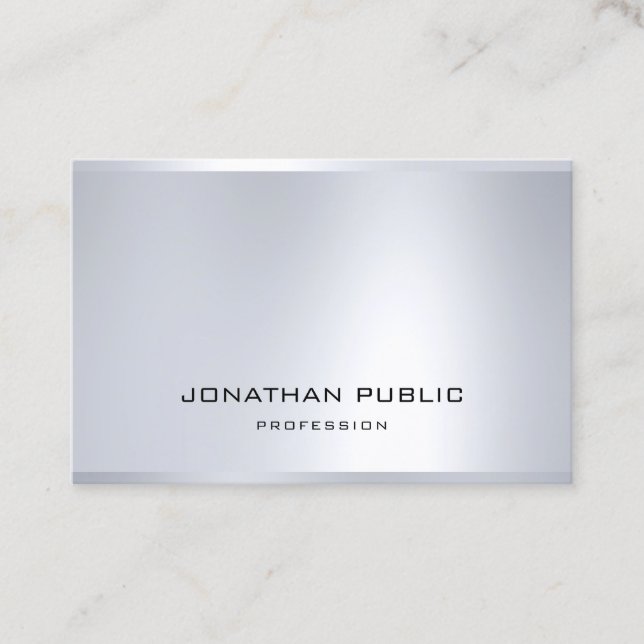 Professional Glamour Silver Artistic Modern Plain Business Card (Front)