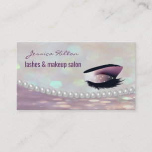 Professional glamourous bokeh pearls makeup eye business card