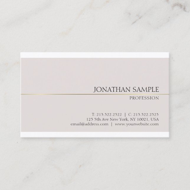 Professional Glamourous Design Chic Plain Luxury Business Card (Front)