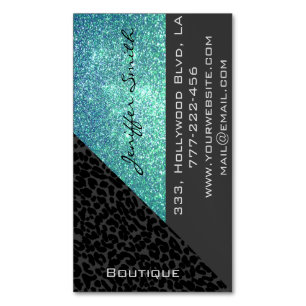 Professional glamourous elegant leopard glittery 	Magnetic business card