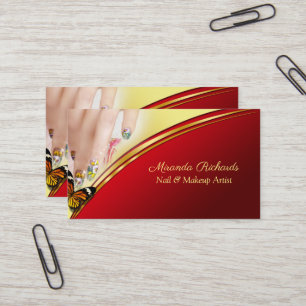 Professional Glamourous Makeup Nail Art Artist Business Card