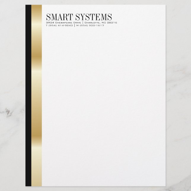 Professional Gold and Black Letterhead (Front)