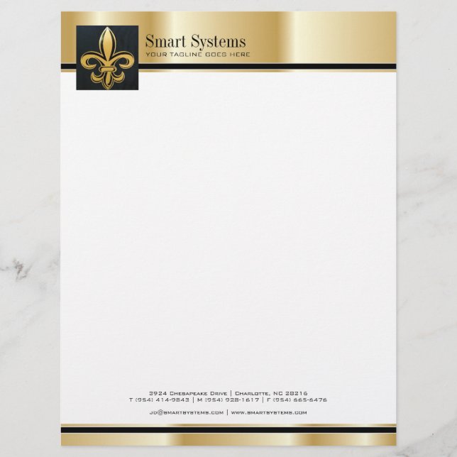 Professional Gold and Black Letterhead (Front)