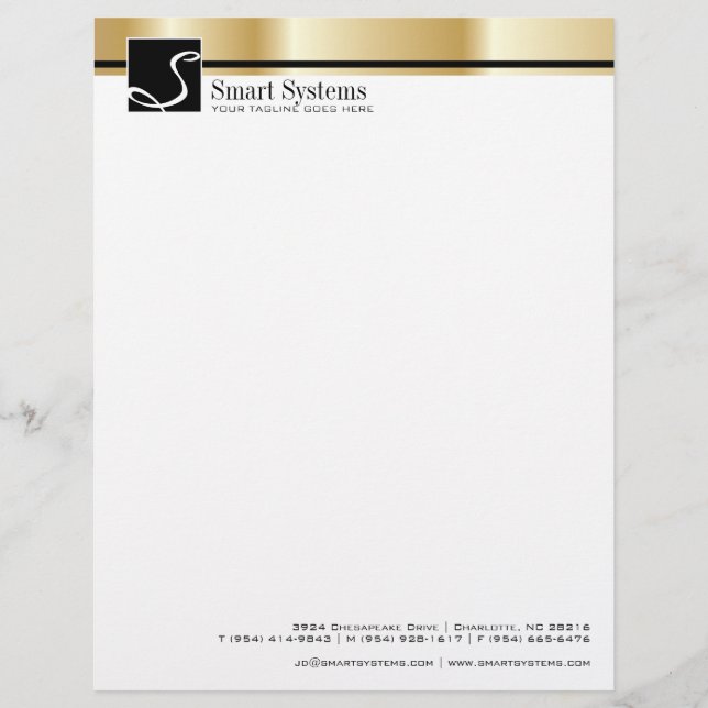 Professional Gold and Black Letterhead (Front)