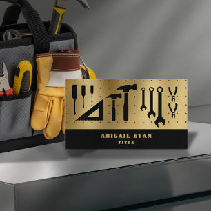 Professional Gold Auto Repair Tools Handyman Business Card