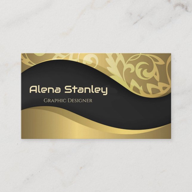 Professional Gold Black Classy Business Card (Front)