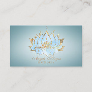 Professional Gold Blue Lotus Business Card