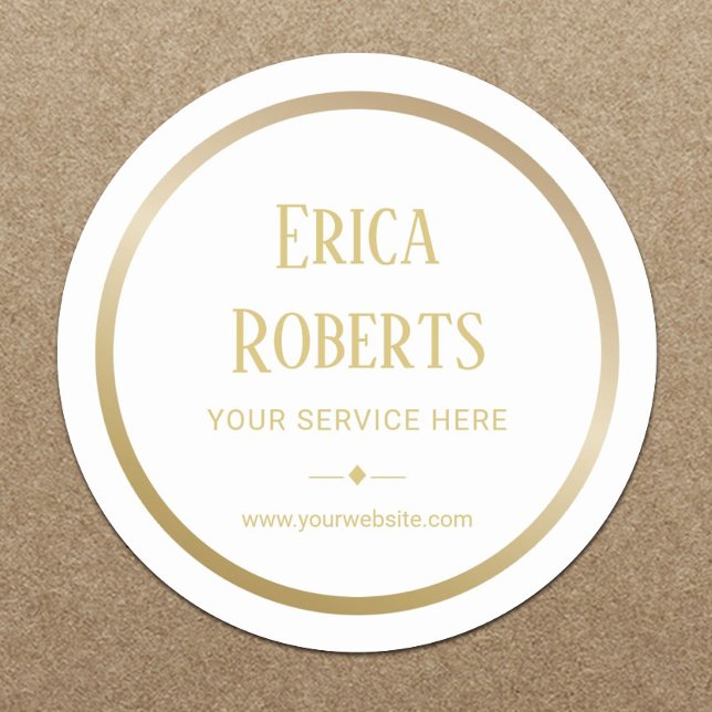 Professional Gold Border Business Promotional Classic Round Sticker (Creator Uploaded)