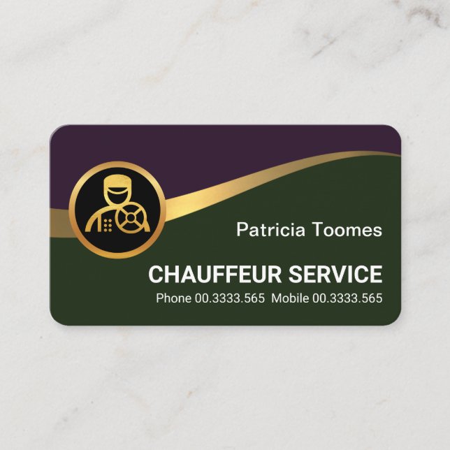Professional Gold Chauffeur Wave Business Card (Front)