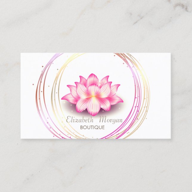 Professional Gold Circles Lotus Business Card (Front)