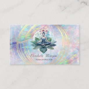 Professional,Gold Circles Lotus Girl Opal  Business Card