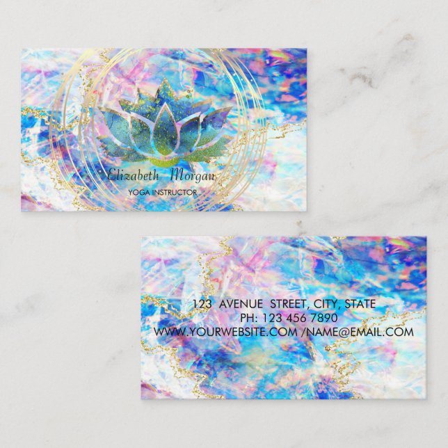Professional,Gold Circles Lotus Opal Holographic Business Card (Front/Back)