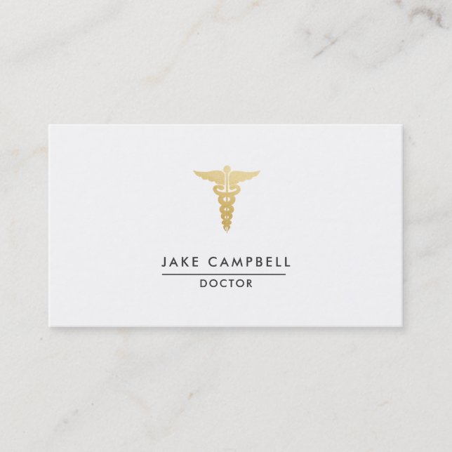 Professional Gold Doctor Medicine Symbol Business Card (Front)