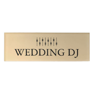 Professional Gold Faux Wedding DJ Name Tag