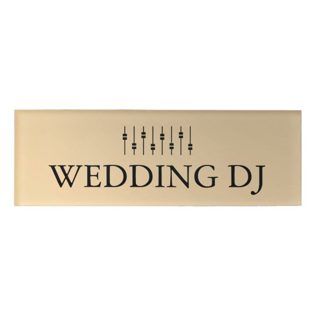 Professional Gold Faux Wedding DJ Name Tag (Front)