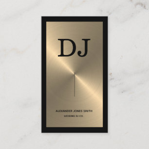 Professional Gold Faux with Dark Border DJ Business Card