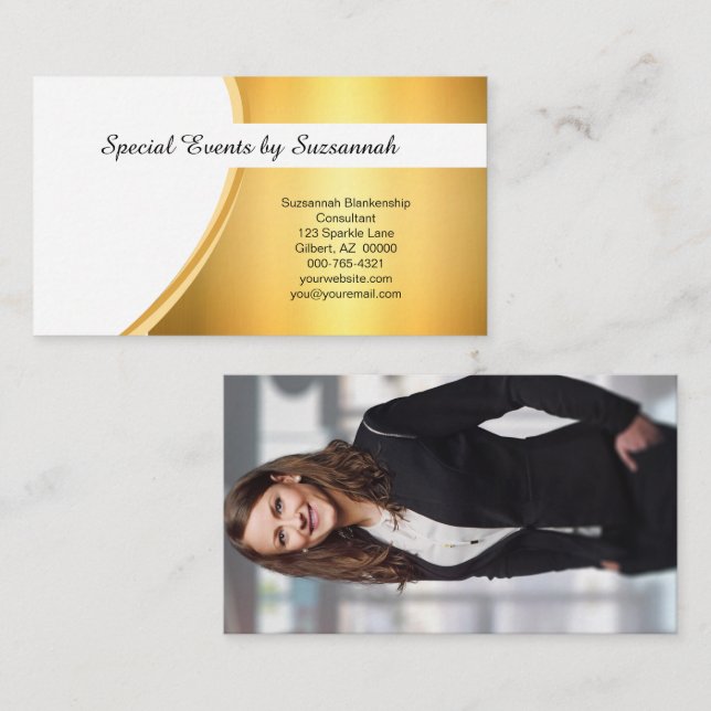 Professional Gold Flare Custom Photo Business Card (Front/Back)