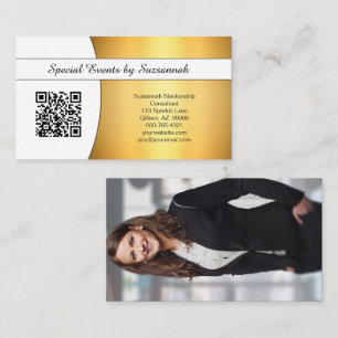 Professional Gold Flare Custom Photo QR Code  Business Card