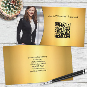 Professional Gold Flare Custom Photo QR Code Business Card