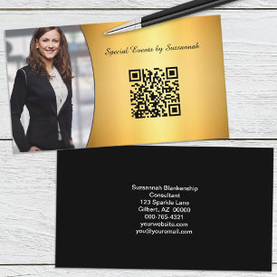 Professional Gold Flare Custom Photo QR Code Business Card