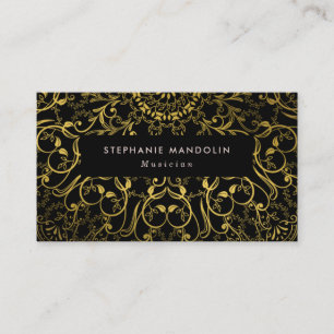 Professional gold foil lace mandala business card