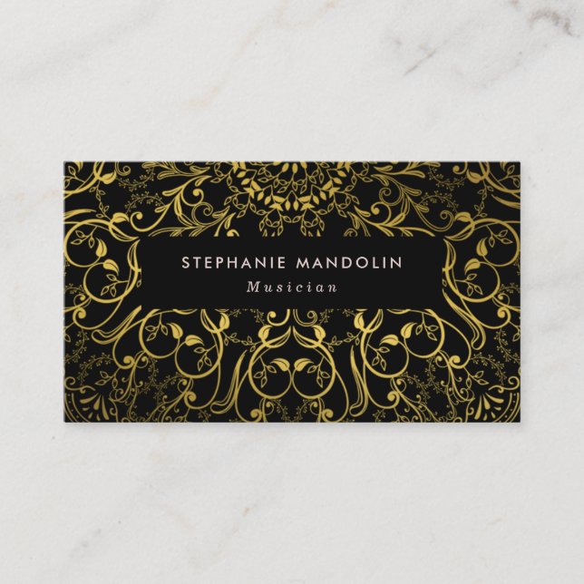 Professional gold foil lace mandala business card (Front)