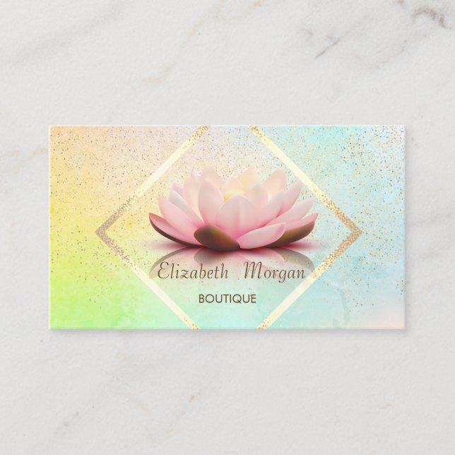 Professional Gold Frame,Confetti Lotus  Business Card (Front)