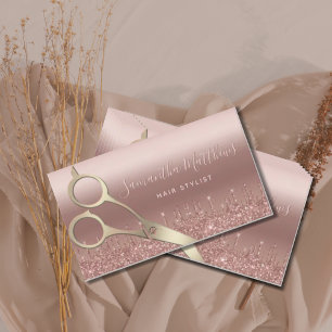 Professional Gold Hairstylist Rose Gold Beauty Bus Business Card