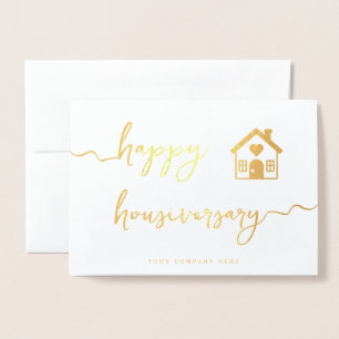 Professional Gold Home Anniversary Real Estate Foil Card