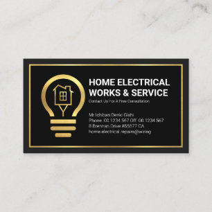 Professional Gold Home Electric Lightbulb Business Card