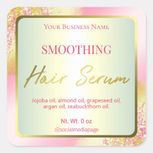 Professional Gold ink Pink Hair Serum Labels