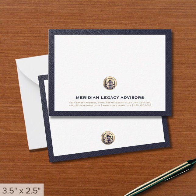 Professional Gold Logo Business Note Card (Professional Note Cards with Customizable Logo)