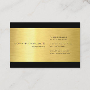 Professional Gold Look Black Modern Elegant Plain Business Card