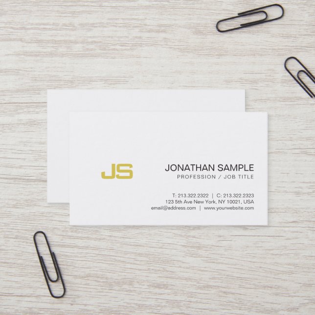 Professional Gold Look Monogram Stylish Design Business Card (Front/Back In Situ)