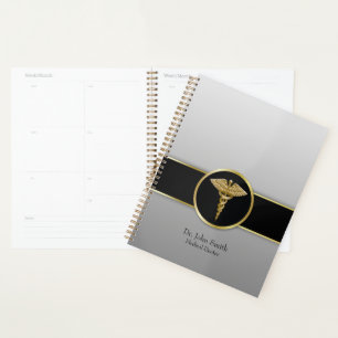 Professional Gold Medical Caduceus Planner