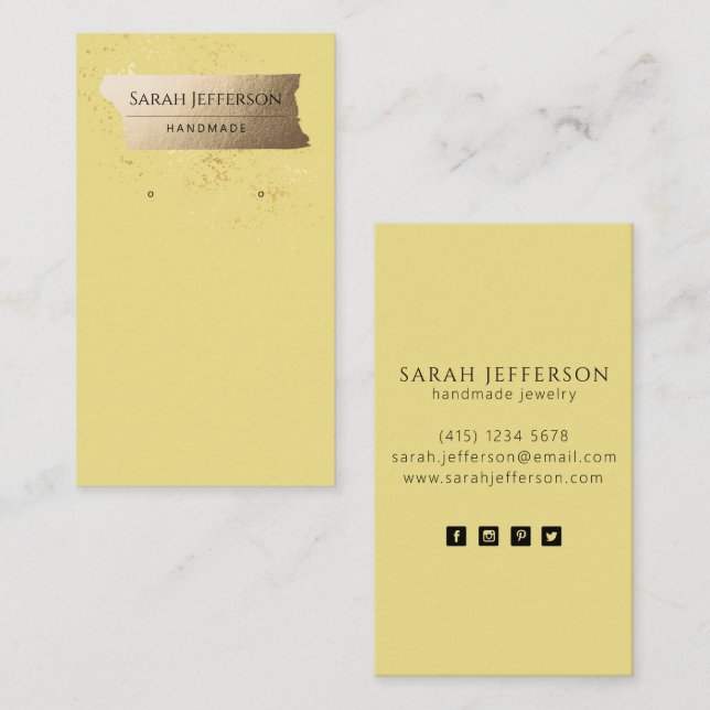 Professional	Gold Minimalist Mustard Earring Card (Front/Back)