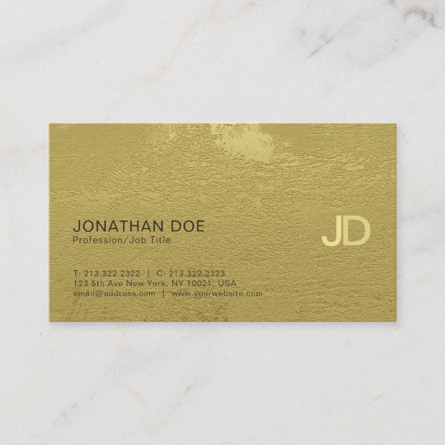 Professional Gold Monogram Premium Thick Luxury Business Card (Front)