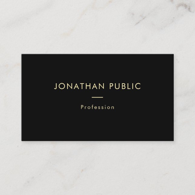 Professional Gold Name Black Template Modern Business Card (Front)