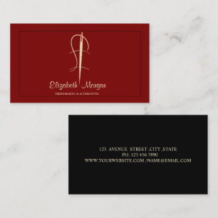  Professional,Gold Needle Sew Alterations Red Business Card