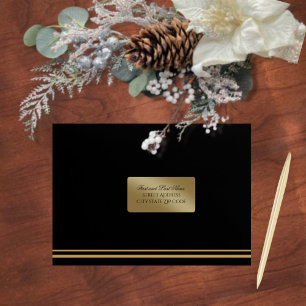 Professional Gold On Black Christmas Envelope