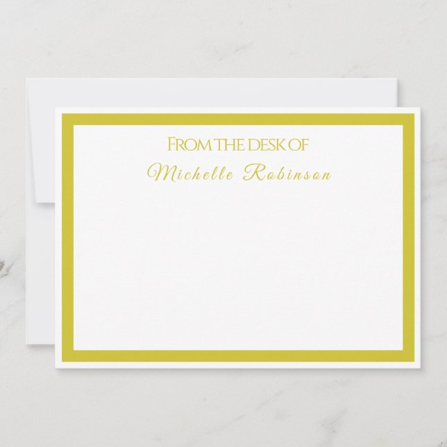 Professional Gold Personalised Name Flat Note Card (Front)