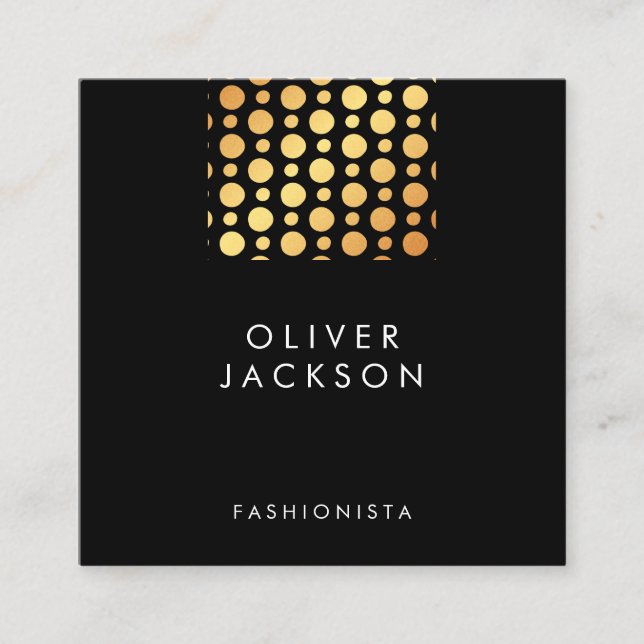 Professional Gold Polka Dots Square Business Card (Front)