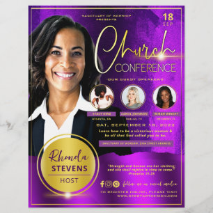 Professional Gold & Purple Church Conference Flyer