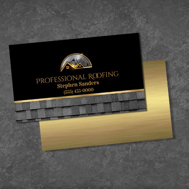 Professional Gold Roofing Shingles Construction Business Card (Creator Uploaded)