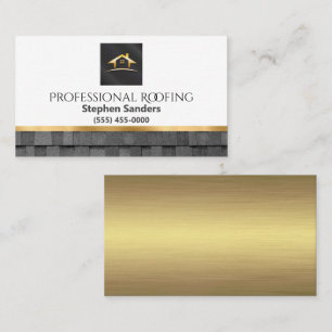 Professional Gold Roofing Shingles Construction Business Card