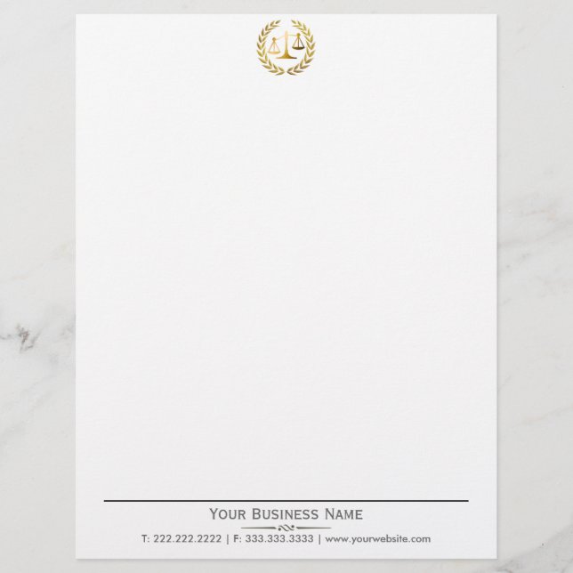 Professional Gold Scale Lawyer/Attorney Letterhead (Front)